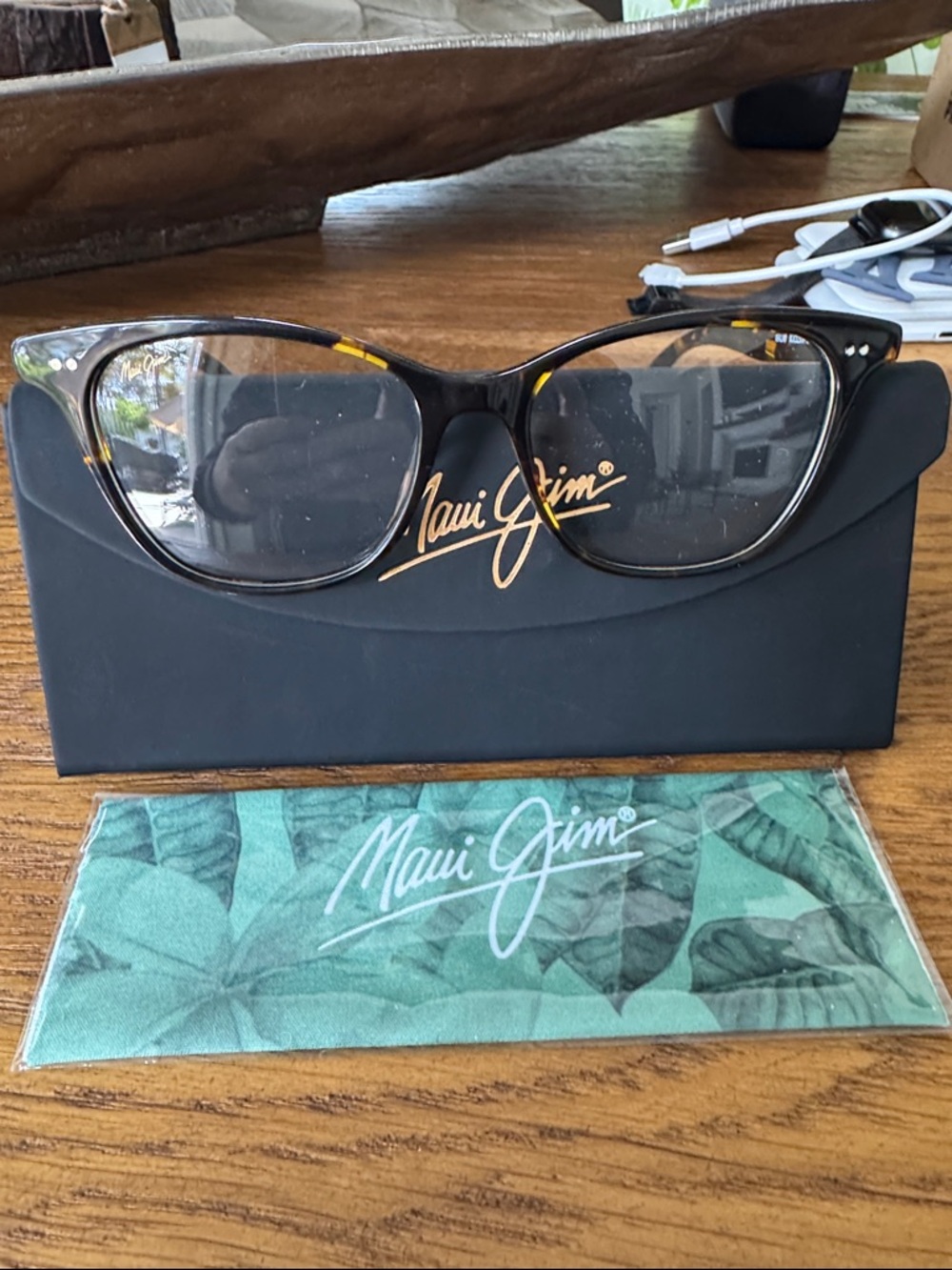 Maui Jim Tortoise Cat-Eye Glasses with Subtle Amber Accents